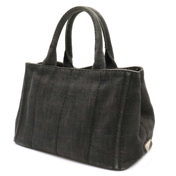 Prada Bag Denim Tote Black Canapa Nero - Picture 1 of 8